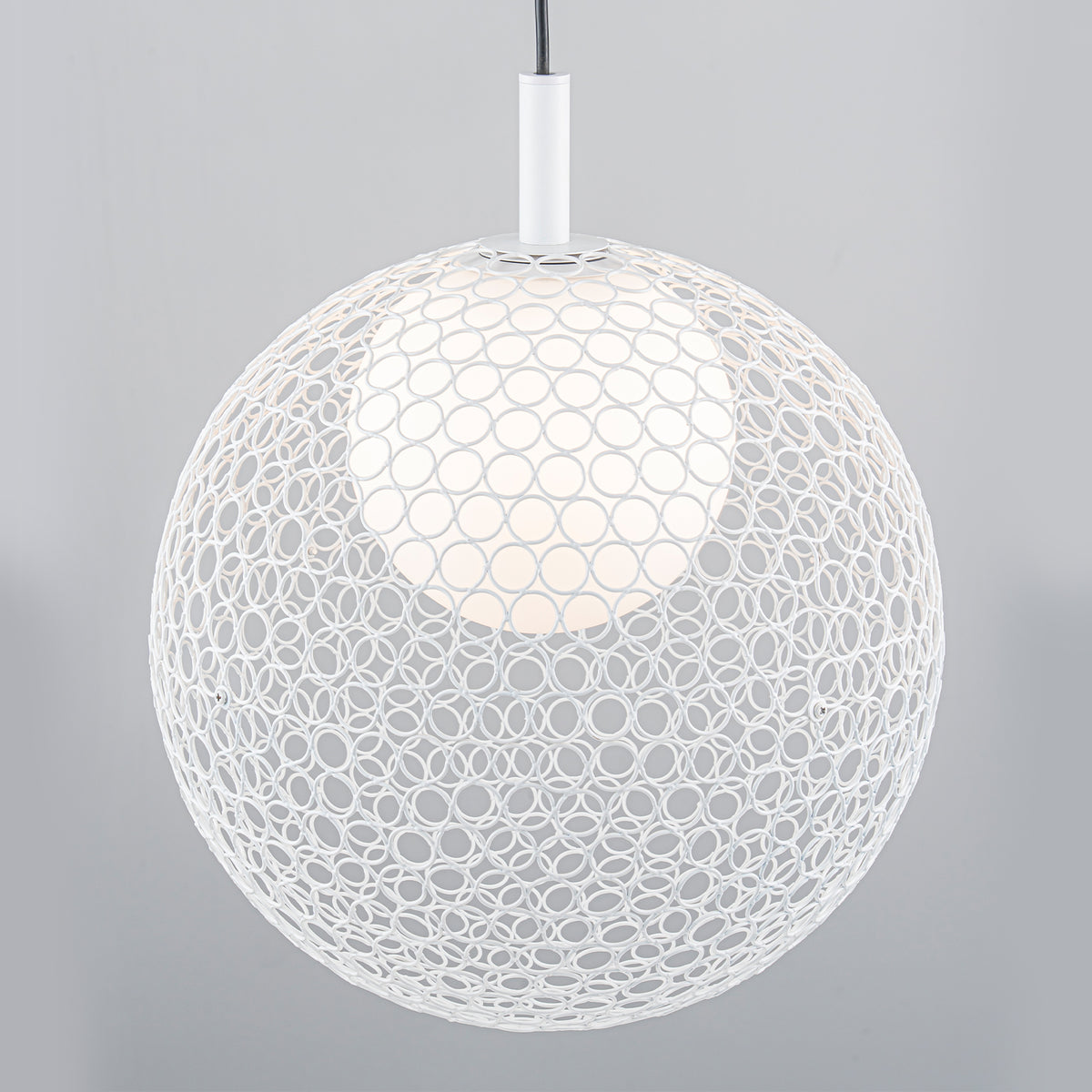Matte White Globe Cage Pendant Light Opal Glass Shade Modern Fixture - product image 6 | Zenvolit