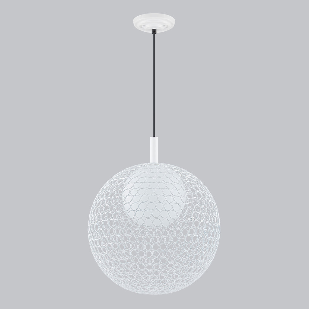 Matte White Globe Cage Pendant Light Opal Glass Shade Modern Fixture - product image 7 | Zenvolit
