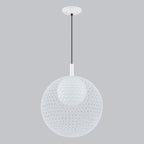 Matte White Globe Cage Pendant Light Opal Glass Shade Modern Fixture - product image 7 | Zenvolit