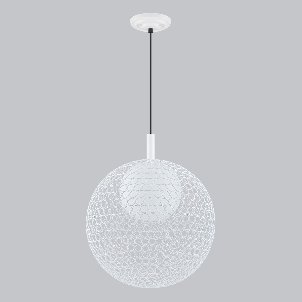 Matte White Globe Cage Pendant Light Opal Glass Shade Modern Fixture - product image 7 | Zenvolit