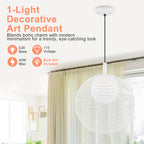 Matte White Globe Cage Pendant Light Opal Glass Shade Modern Fixture - product image 8 | Zenvolit