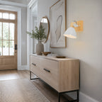 Natural Wood Track Light White Metal Cone Shade Wall Sconces Kitchen - product image 2 | Zenvolit