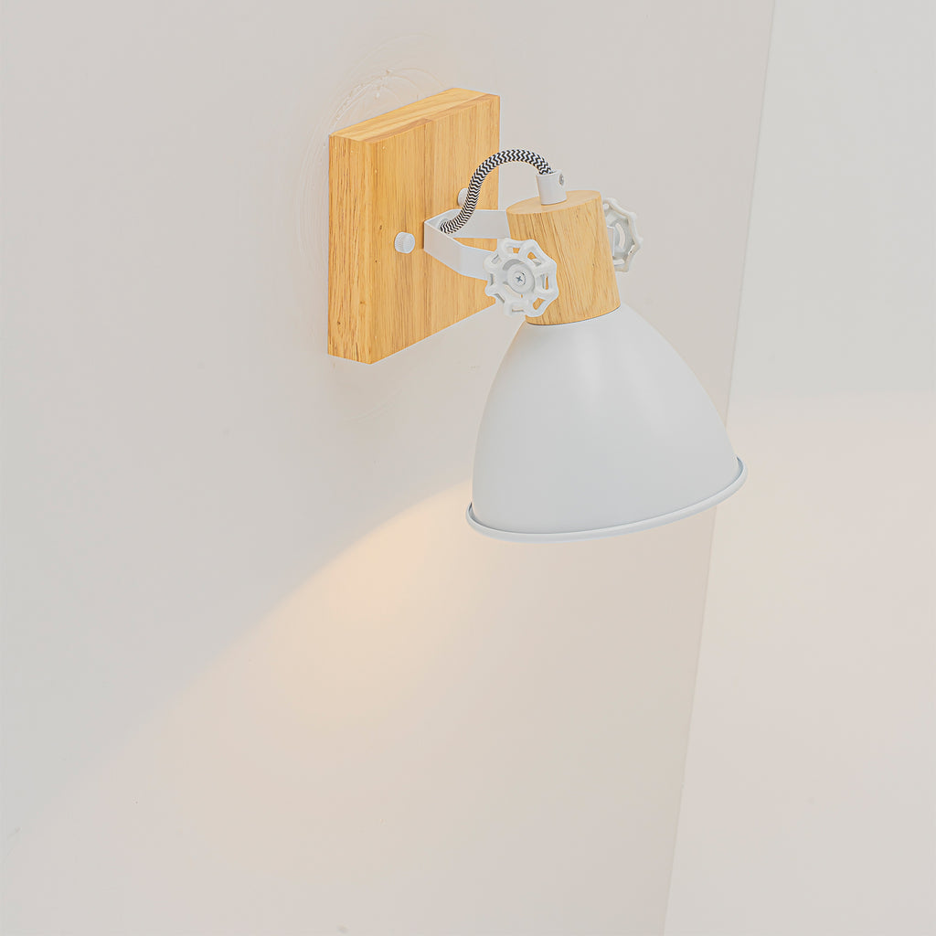 Natural Wood Track Light White Metal Cone Shade Wall Sconces Kitchen - product image 9 | Zenvolit