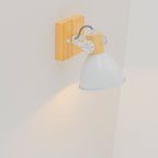 Natural Wood Track Light White Metal Cone Shade Wall Sconces Kitchen - product image 9 | Zenvolit