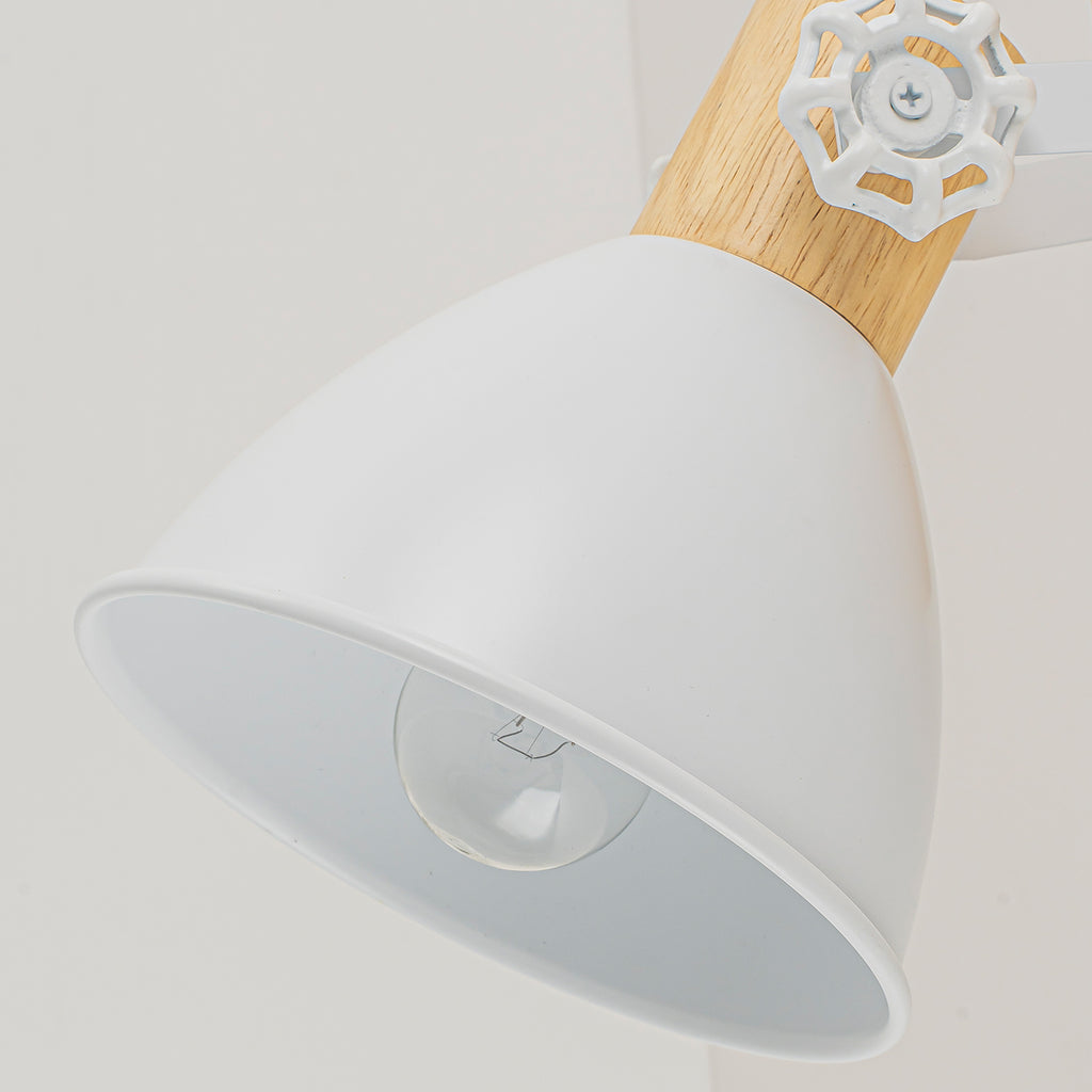 Natural Wood Track Light White Metal Cone Shade Wall Sconces Kitchen - product image 10 | Zenvolit