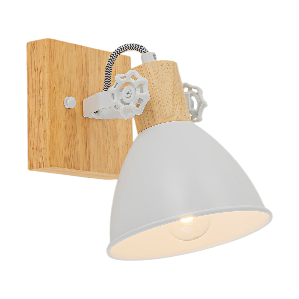 Natural Wood Track Light White Metal Cone Shade Wall Sconces Kitchen - product image 16 | Zenvolit