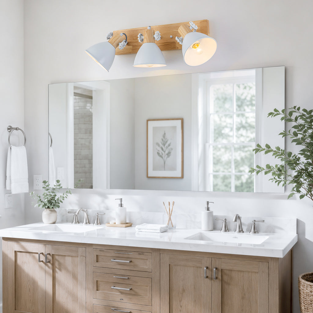 3-Light Farmhouse Semi-Flush Mount Ceiling Light Wood Accents - product image 2 | Zenvolit
