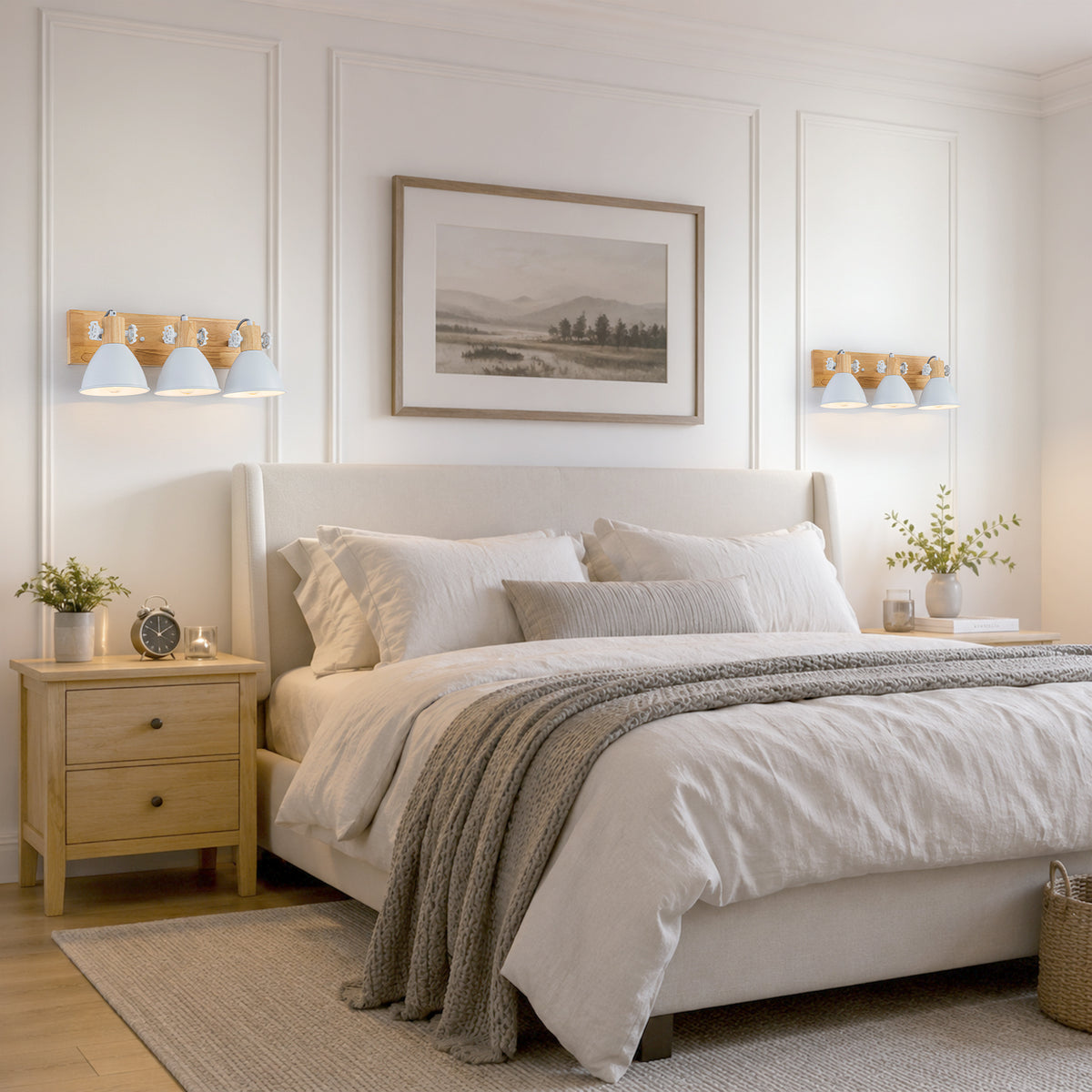3-Light Farmhouse Semi-Flush Mount Ceiling Light Wood Accents - product image 4 | Zenvolit