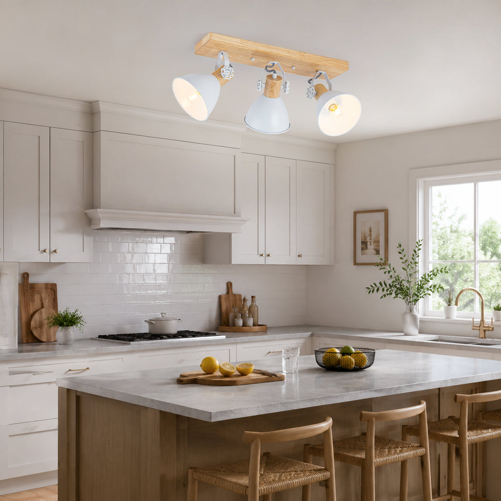 3-Light Farmhouse Semi-Flush Mount Ceiling Light Wood Accents - product image 5 | Zenvolit