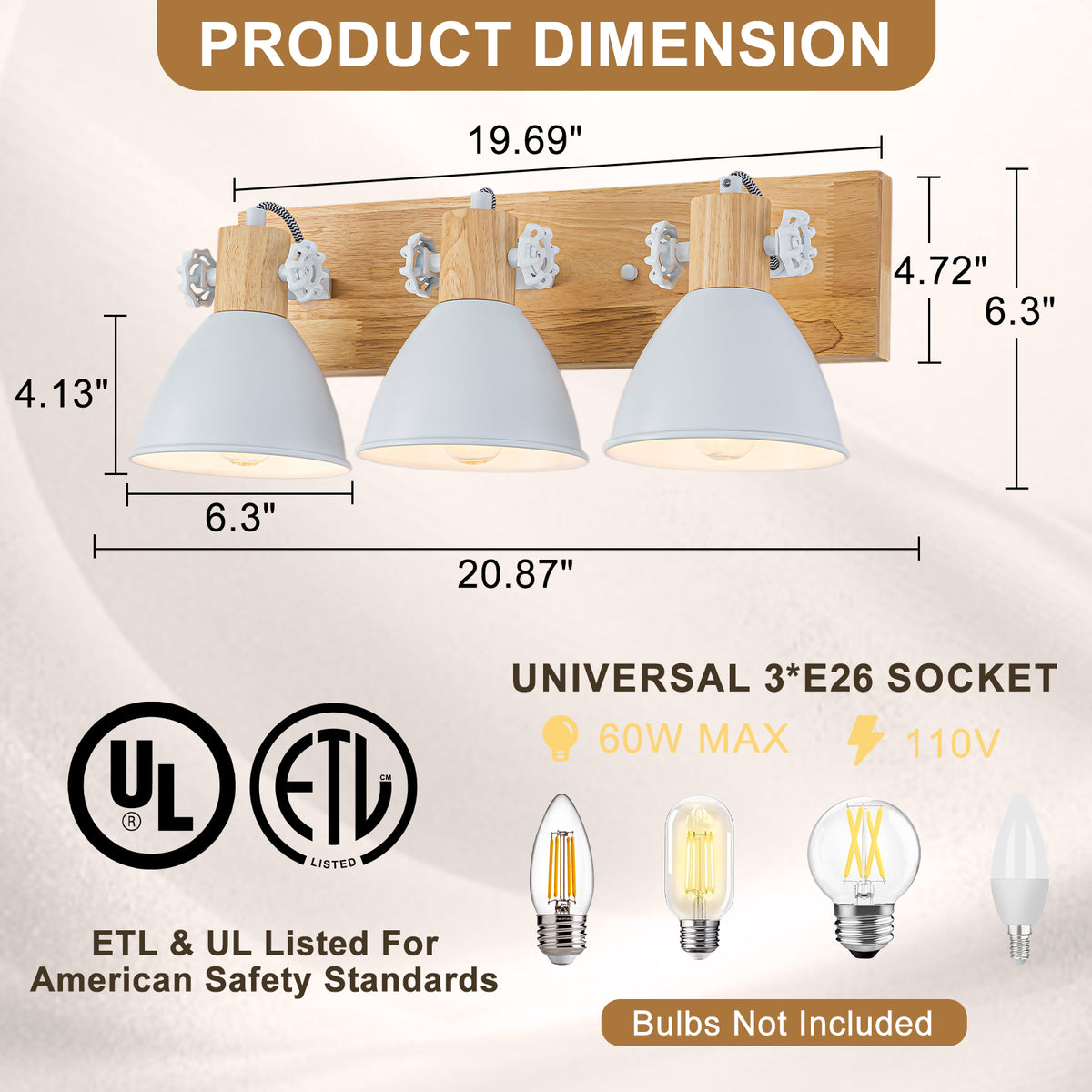 3-Light Farmhouse Semi-Flush Mount Ceiling Light Wood Accents - product image 6 | Zenvolit
