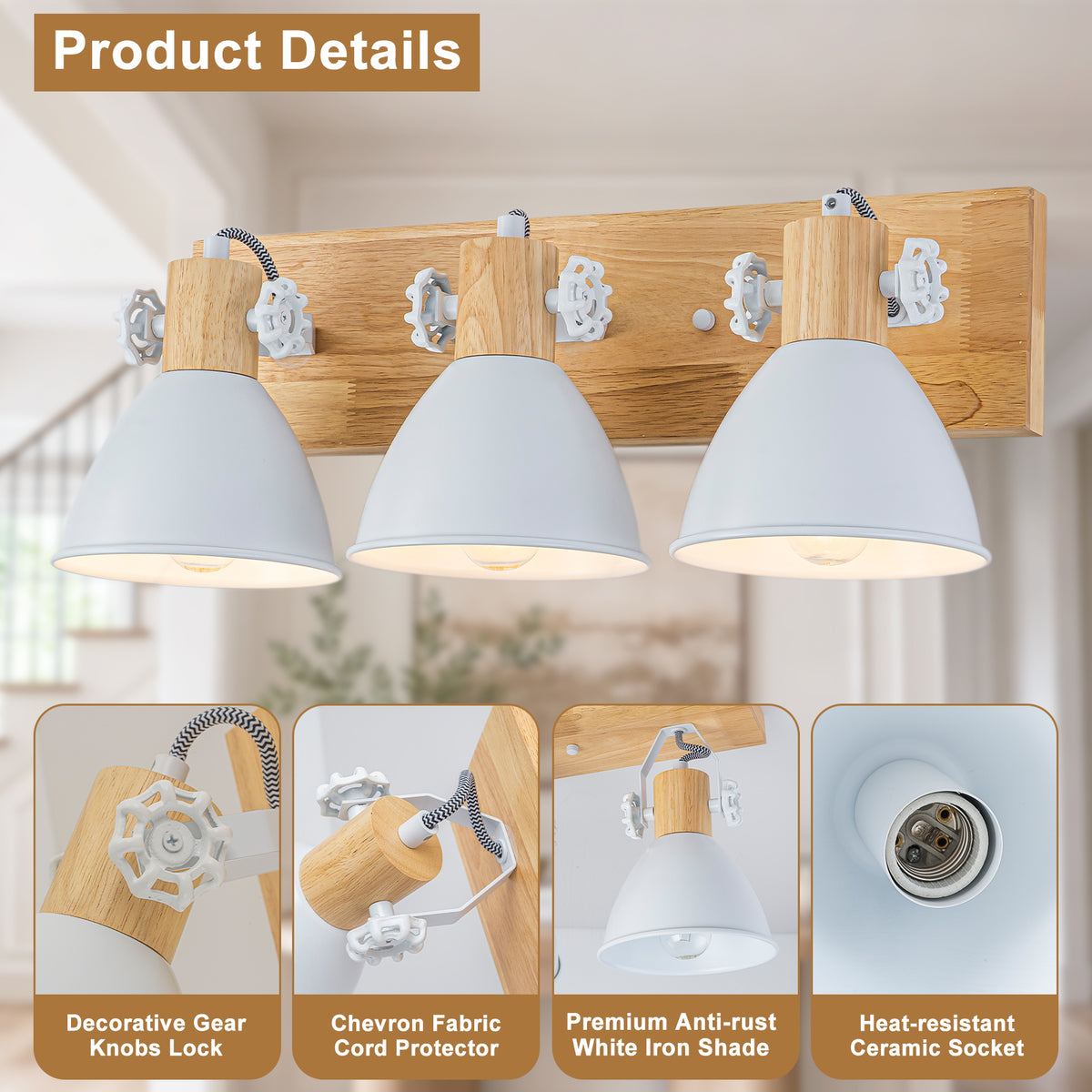 3-Light Farmhouse Semi-Flush Mount Ceiling Light Wood Accents - product image 14 | Zenvolit