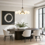 7-Light Modern Black Chandelier Opal Glass Globe Shades Pendant Light - product image 2 | Zenvolit