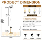 7-Light Modern Black Chandelier Opal Glass Globe Shades Pendant Light - product image 6 | Zenvolit
