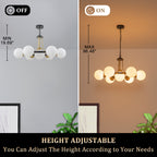 7-Light Modern Black Chandelier Opal Glass Globe Shades Pendant Light - product image 7 | Zenvolit
