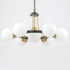 7-Light Modern Black Chandelier Opal Glass Globe Shades Pendant Light - product image 8 | Zenvolit