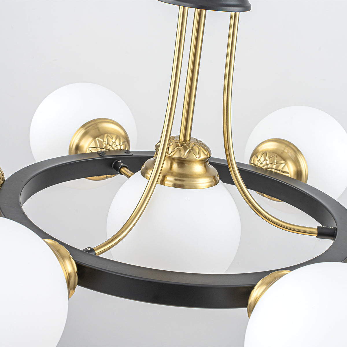 7-Light Modern Black Chandelier Opal Glass Globe Shades Pendant Light - product image 9 | Zenvolit