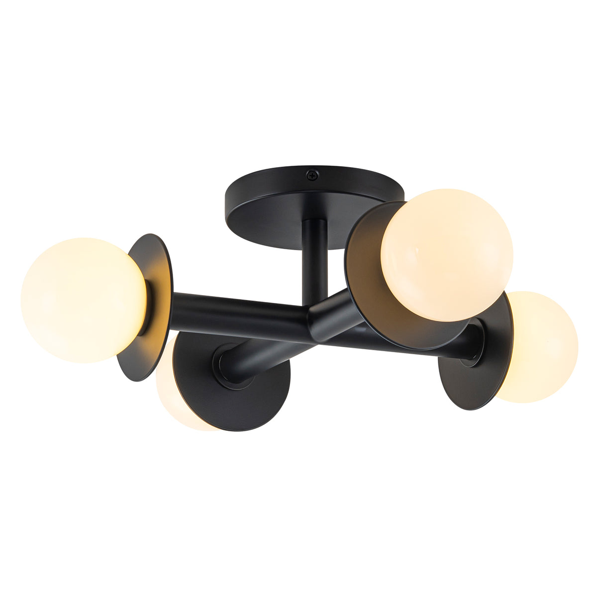 4-Light Cross Semi Flush Mount Ceiling Light Frosted Glass Globes - product image 2 | Zenvolit