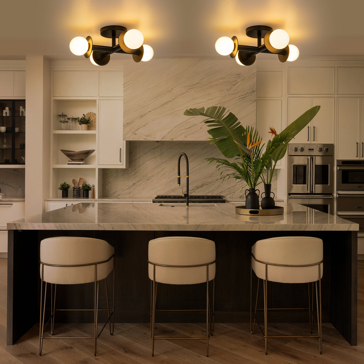 4-Light Cross Semi Flush Mount Ceiling Light Frosted Glass Globes - product image 6 | Zenvolit