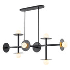 8-Light Matte Black Linear Chandelier with Opal Glass Globe Shades - product image 2 | Zenvolit