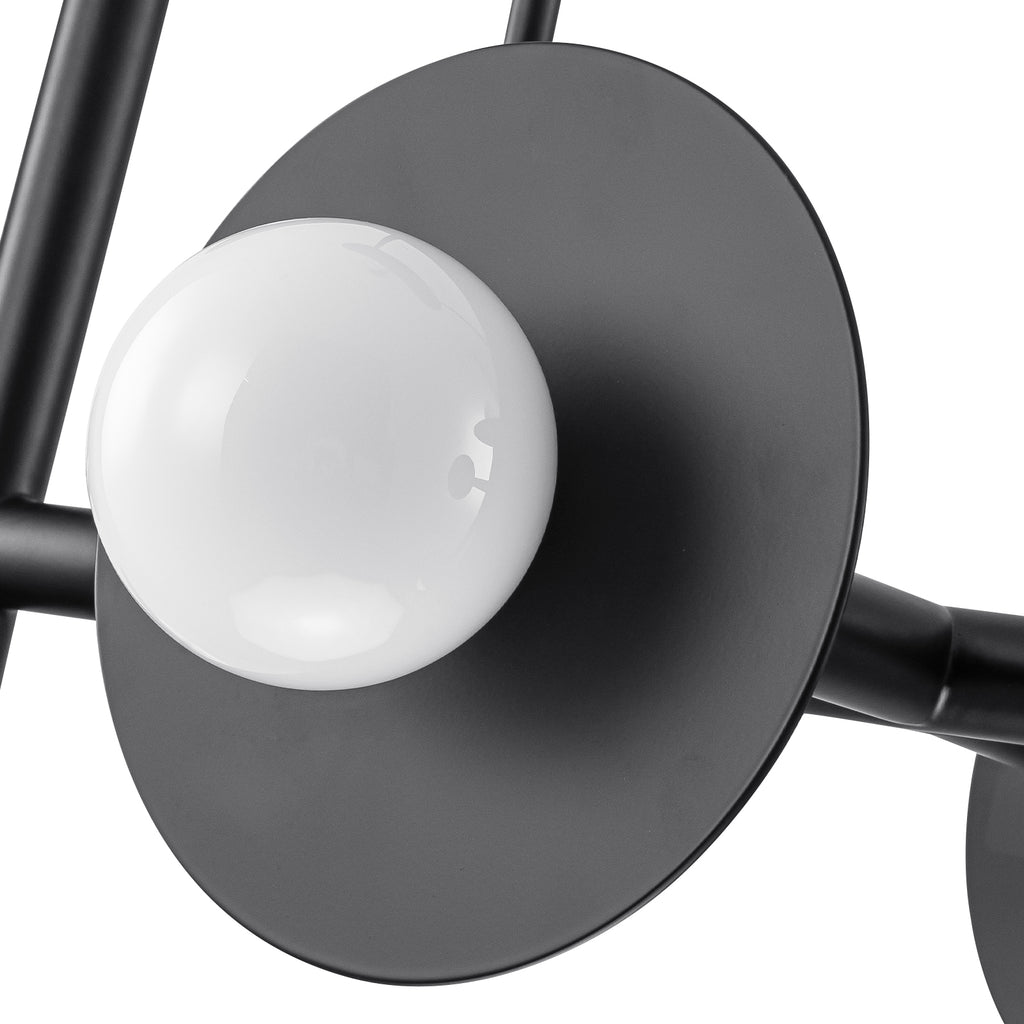 8-Light Matte Black Linear Chandelier with Opal Glass Globe Shades - product image 4 | Zenvolit