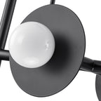 8-Light Matte Black Linear Chandelier with Opal Glass Globe Shades - product image 4 | Zenvolit
