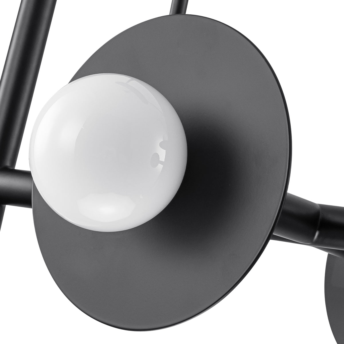 8-Light Matte Black Linear Chandelier with Opal Glass Globe Shades - product image 4 | Zenvolit