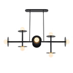 8-Light Matte Black Linear Chandelier with Opal Glass Globe Shades - product image 5 | Zenvolit