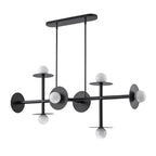 8-Light Matte Black Linear Chandelier with Opal Glass Globe Shades - product image 6 | Zenvolit