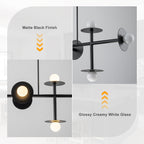 8-Light Matte Black Linear Chandelier with Opal Glass Globe Shades - product image 7 | Zenvolit