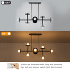 8-Light Matte Black Linear Chandelier with Opal Glass Globe Shades - product image 9 | Zenvolit