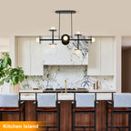 8-Light Matte Black Linear Chandelier with Opal Glass Globe Shades - product image 13 | Zenvolit