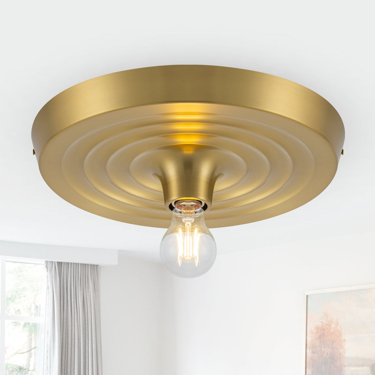 Modern Round Polished Gold Flush Mount Ceiling Light Hallway Bedroom