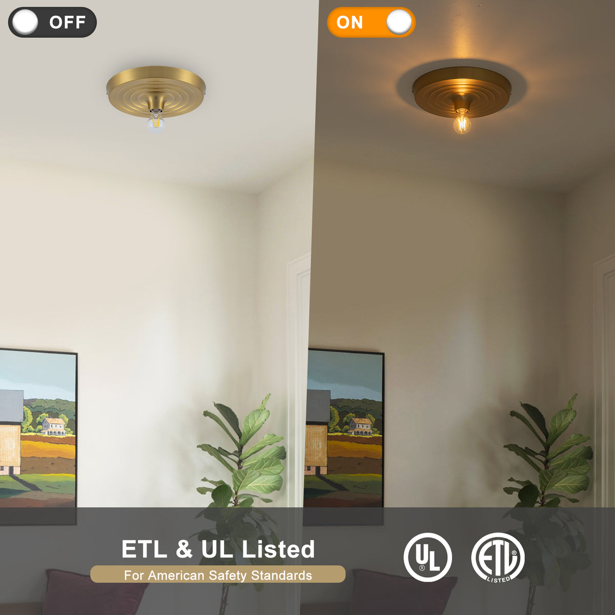 Modern Round Polished Gold Flush Mount Ceiling Light Hallway Bedroom