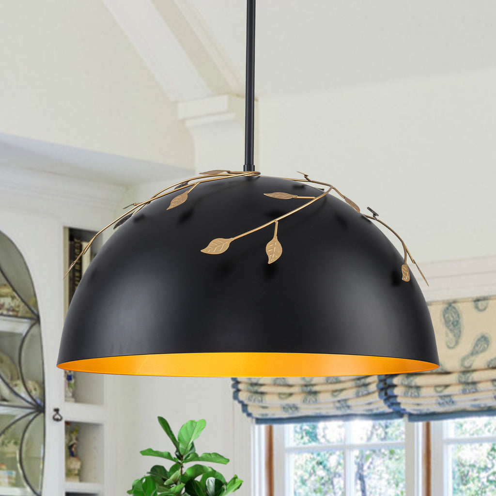 8-Light Matte Black Dome Pendant Light with Gold Interior for Kitchen - product image 1 | Zenvolit