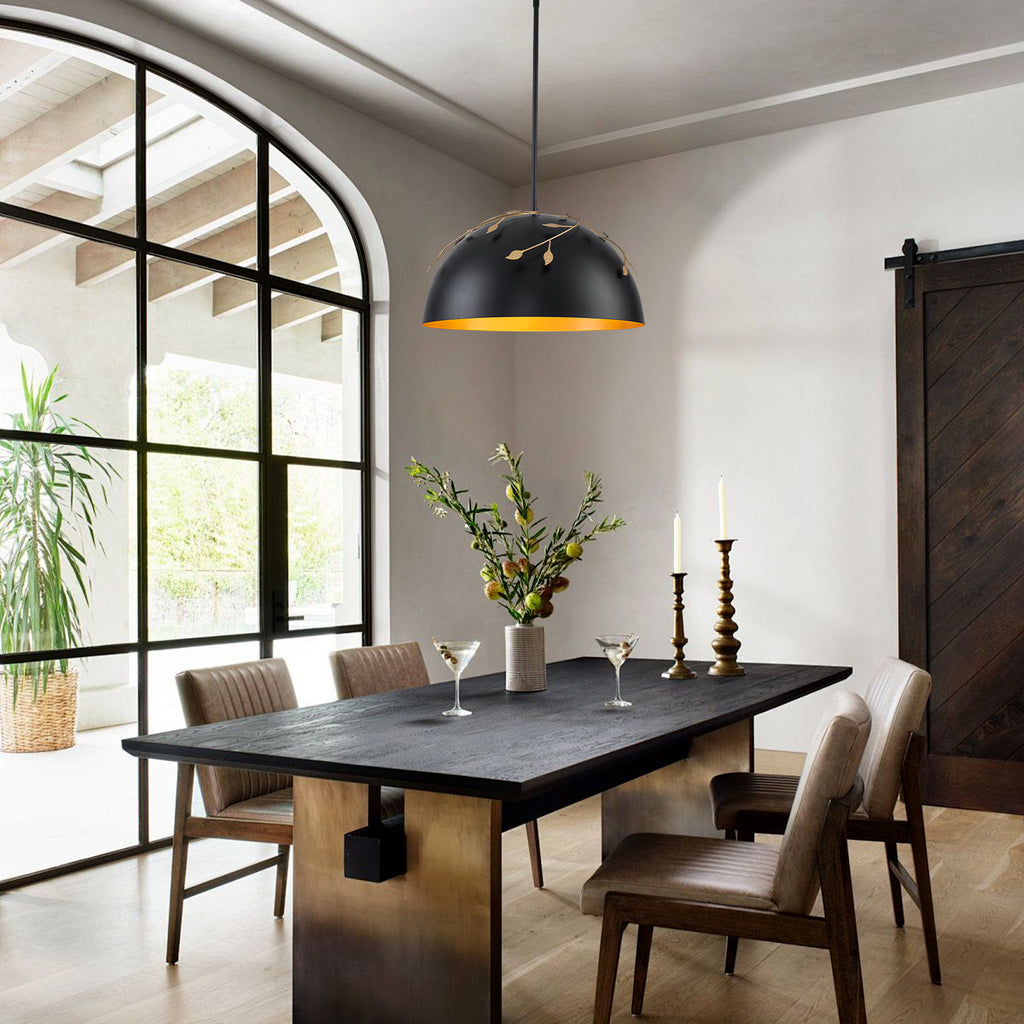 8-Light Matte Black Dome Pendant Light with Gold Interior for Kitchen - product image 2 | Zenvolit