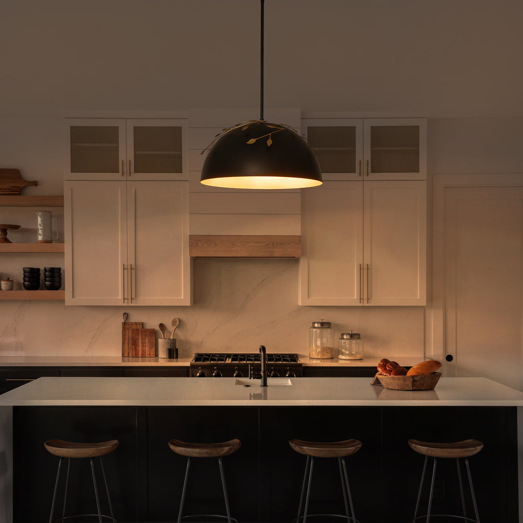 8-Light Matte Black Dome Pendant Light with Gold Interior for Kitchen - product image 3 | Zenvolit