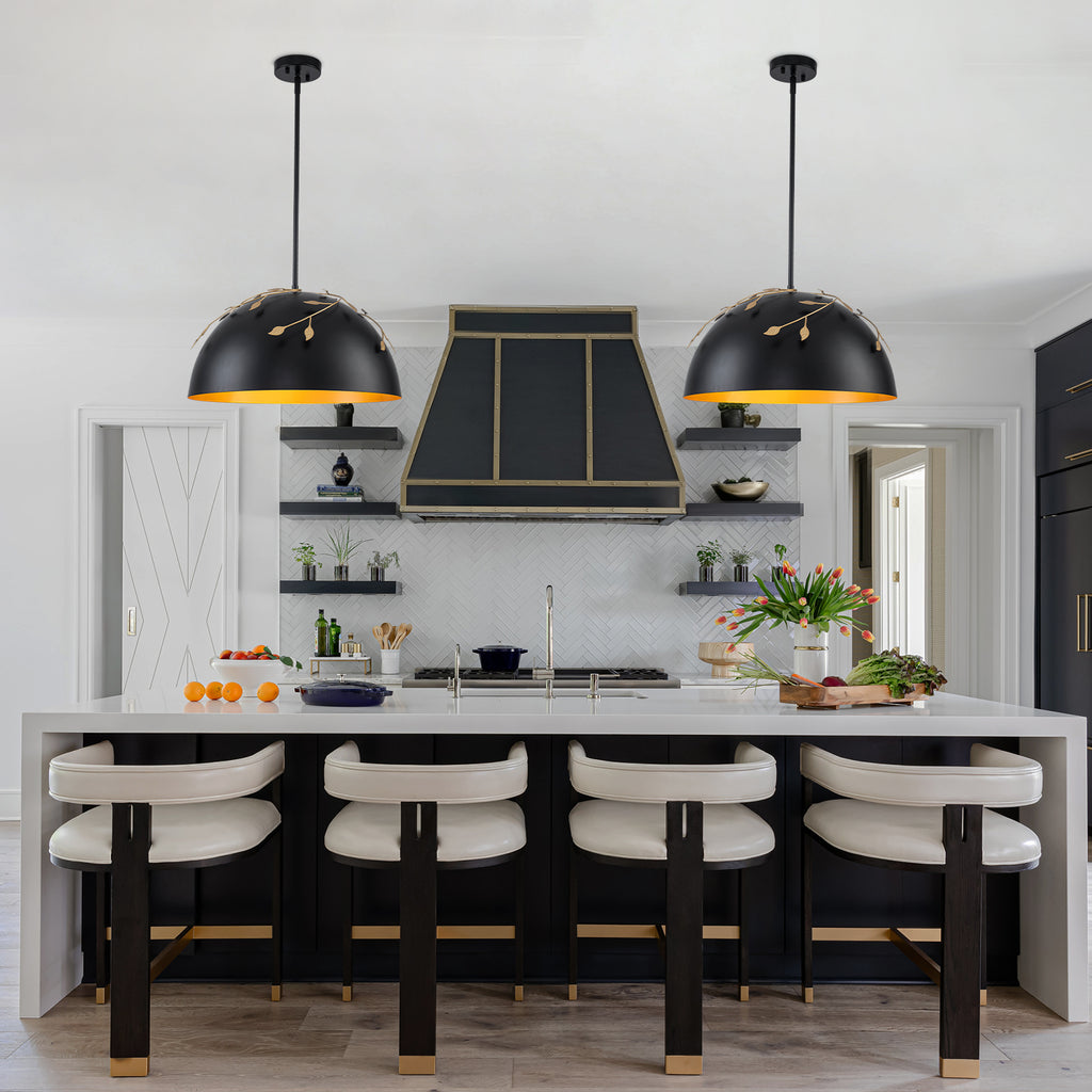 8-Light Matte Black Dome Pendant Light with Gold Interior for Kitchen - product image 4 | Zenvolit