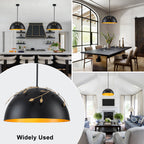 8-Light Matte Black Dome Pendant Light with Gold Interior for Kitchen - product image 6 | Zenvolit