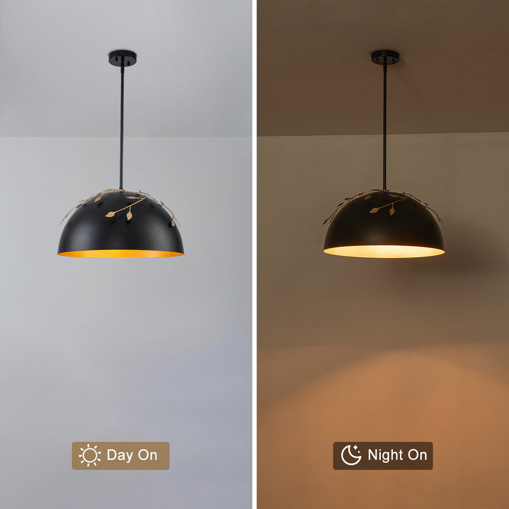 8-Light Matte Black Dome Pendant Light with Gold Interior for Kitchen - product image 8 | Zenvolit