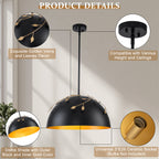 8-Light Matte Black Dome Pendant Light with Gold Interior for Kitchen - product image 13 | Zenvolit