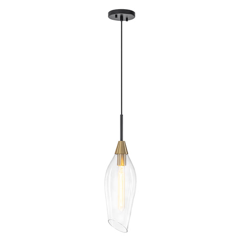 1-Light Pendant Light with Angled-Rim Clear Olive Glass Shade - product image 2 | Zenvolit