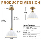 1-Light Pendant Light with Fluted White Ceramic Dome & Brass Accents - product image 7 | Zenvolit