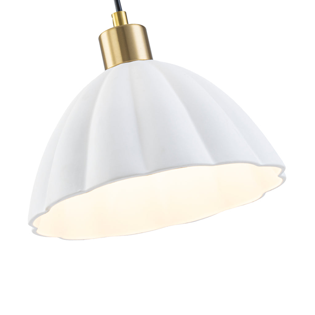1-Light Pendant Light with Fluted White Ceramic Dome & Brass Accents - product image 11 | Zenvolit