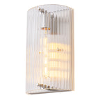 Brushed Nickel Wall Sconce Half-Cylinder Fluted Clear Glass Shade - product image 2 | Zenvolit