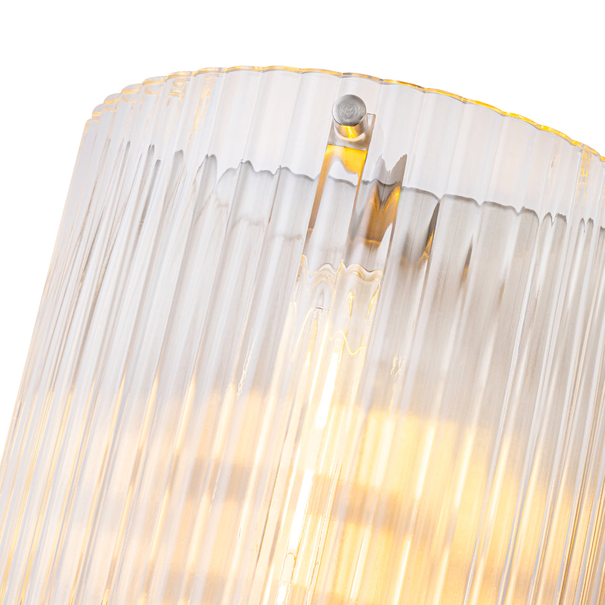 Brushed Nickel Wall Sconce Half-Cylinder Fluted Clear Glass Shade - product image 4 | Zenvolit