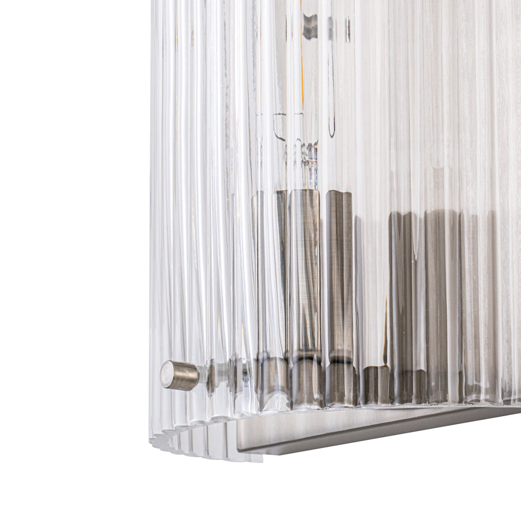 Brushed Nickel Wall Sconce Half-Cylinder Fluted Clear Glass Shade - product image 5 | Zenvolit