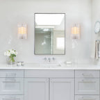 Brushed Nickel Wall Sconce Half-Cylinder Fluted Clear Glass Shade - product image 9 | Zenvolit