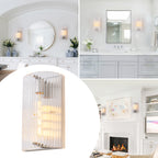 Brushed Nickel Wall Sconce Half-Cylinder Fluted Clear Glass Shade - product image 10 | Zenvolit