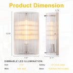 Brushed Nickel Wall Sconce Half-Cylinder Fluted Clear Glass Shade - product image 11 | Zenvolit