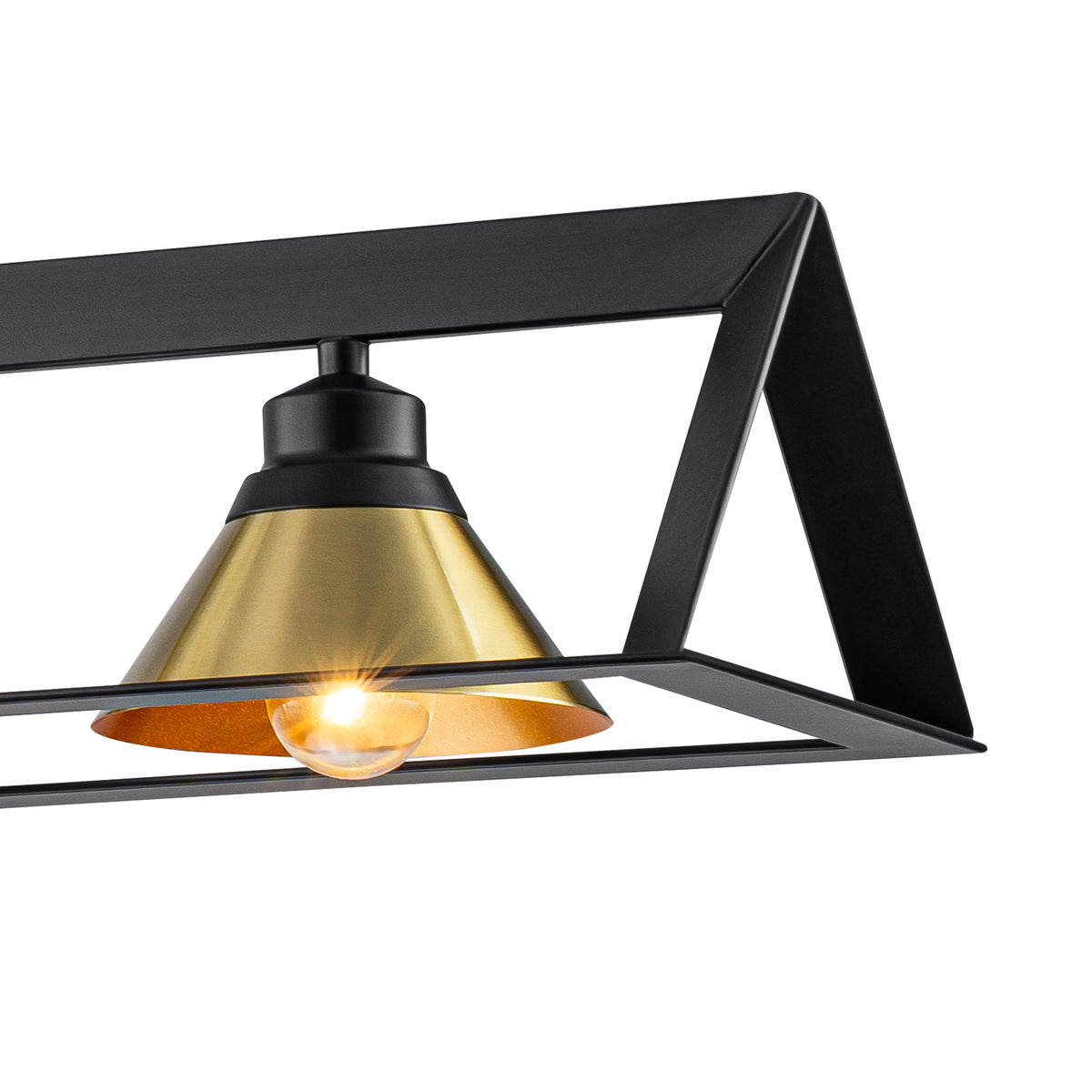 5-Light Matte Black Linear Chandelier Brass Conical Shades Kitchen - product image 4 | Zenvolit